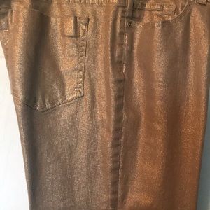 Chico’s 2 Stretch Jeans Gold Metallic Classic 5 pocket